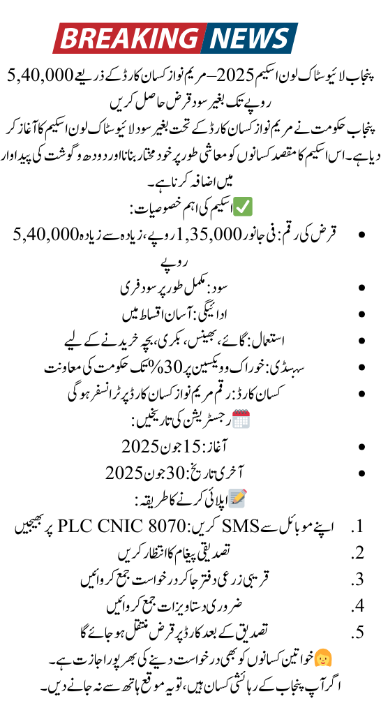 CM Punjab Livestock Loan Scheme 2025 – Get Up to Rs. 540,000 Interest-Free
