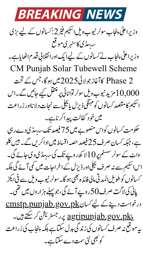 CM Punjab Solar Tubewell Scheme Phase 2 (2025)